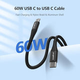 Usb C To Usb C Cable 4Ft, 2-Pack 60W Fast Charging Usb-C To Usb-C Woven Cord,Car Play Charging Braided Cable For Iphone 16/15 Series,Samsung Galaxy S24/S23/S22/Ipad Pro 2021/Ipad Air 4-Black