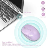 Wireless Mouse For Laptop Ergonomic Computer Cordless Mice Portable Silent Optical Mouse With Usb Receiver, 1600Dpi For Laptop Windows Chromebook Mac Notebook Desktop (Purple)