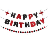 Red And Black Happy Birthday Banner Glitter Garland For Black And Red Decorations Happy Birthday Decorations For Women Men Boys Girls 25St 30St 40St 50Th 60St Party Decor