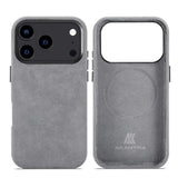 Italy Alcantara Case for iPhone 17 Series, Handmade Fully-Wrapped Synthetic Suede Cover, Compatible with Mag-Safe Wireless Charger, Gray, iPhone 17 Pro