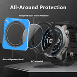 Watch Screen Protector For Amazfit Balance 2, With Auto-Alignment Installation Frame, 9H Hardness Tempered Glass Screen Protective Film And Hard Pc Protective Case (Black)