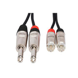 Hpr-003X2 Pro Stereo Interconnect, Dual Rean 1/4 Inch Ts To Rca, 3 Feet