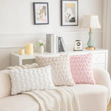 Set Of 2 Heart Love Cute Pink Decorative Valentines Throw Pillow Covers 18X18, Soft Plush Faux Fur Pillow Covers For Couch Sofa Home Valentines Day Decoration