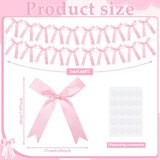 2 Pcs Pink Bow Garland Banner, Pink Satin Ribbon Party Decorations Pre-Strung Bow Decor Banner For Wedding Bridal Shower Baby Shower Birthday Bachelorette Party