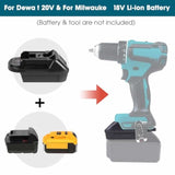 DM18M Battery Adapter for Makita 18V Tools with Dewalt 20V & Milwaukee M18