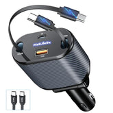 Retractable Car Charger For 4 In 1 Fast Charging Max 80W?Only 2 Type-C Charging Cable? For Iphone16 15/Galaxy,Usb-A/C Port For Iphone16/15/14/13/Pro Max Plus,Ipad,Airpods,Pd 3.0 Cord