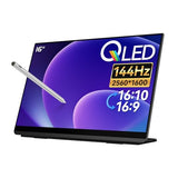 Q8G 16" 2K 144Hz Qled Portable Touchscreen Monitor - 2560X1600 400 Nits Hdr, 100% Dci-P3 Laptop Screen Extender With 4096-Level Stylus, Freesync Gaming Display For Macbook, Pc, Ps5, Switch
