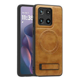 Compatible For Motorola Moto G Stylus 5G 2025 Case Leather ?Compatible With Magsafe? Magnetic Cover Stand Funda Para Rugged Anti-Slip Shockproof Phone Case Brown
