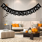 Trick or Treat Burlap Banner Black Jute Halloween Garland Mantel Wall Decor