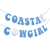 Coastal Cowgirl Banner Coast Beach Retro Western Bachelorette Decorations Summer Beach Bachelorette Party Party Decor Shell Cowgirl Boots Garland Banner For Girl Bridal Shower Wedding Party Supplies