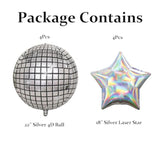 8pc 22in Silver Disco Ball Star Balloons Party Decorations Birthday Wedding