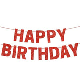 Pre-Strung Happy Birthday Banner - No Diy - Red Glitter Happy Birthday Party Banner For Men Woman Boys Girls - Pre-Strung On 8 Ft Strands - Red Bday Party Decorations & Decor. Did We Mention No Diy