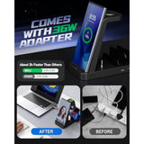 5 In 1 Wireless Charger For Samsung, Wireless Charging Station For Multiple Devices, Fast Charger Stand For Samsung Galaxy S25 Ultra S24 S23 S22 S20 Note 20 10 Z Fold 6 Galaxy Watch 7 6 5 Buds,Black