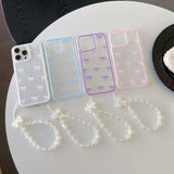 Clear Cute Ribbon Bowknot Aesthetic Phone Case with Charm Bracelet Chain Raised Camera Protection Stylish Soft Durable TPU Protective Cover for iPhone 17e/iPhone 16e - White