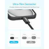 Anker Zolo USB C to USB C Cable, Braided and Dirt-Free Type-C Fast Charging Cable, Slim Connector, for iPhone 16 Series, MacBook (240W) (Black, 6FT)