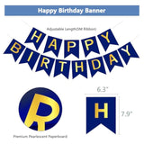 Navy Blue Rose Gold Happy Birthday Decorations Kit, Rose Gold Balloons Birthday Party Supplies For Women Girls Men, Happy Birthday Banner, Circle Dot Garland, Fringe Curtains, Latex Confetti Balloons