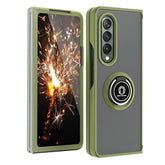 Compatible With Samsung Galaxy Z Fold 3 5G Case, Impact Resistant Bumper 360 Degree Rotating Metal Ring Holder Drop Protective Cover Phone Case (Green)