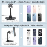 Vrig Magnetic Desk Phone Stand For Office/Home, 360°Rotation Wireless Charger Phone Holder With Magnetic Ring Height&Tilt, Adjustable Cell Phone Stand For Iphone 16 15 14 13 12 And More/Android