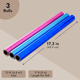 3 Rolls Iridescent Holographic Wrap β Glossy Gift Paper, 3 Designs, 44cm x 5.2m