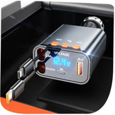 Bluetooth Car Adapter,5 In 1 Retractable Car Phone Charger With Bluetooth 5.3 Fm Transmitter,Handsfree Call And Mp3 Player,2 Retractable Cables And Usb Pd Charging Adapter For Cars Phone,Galaxy,Pixel