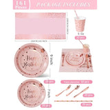 Birthday Party Tableware, 161 Pieces Pink And Rosegold Party Supplies, Party Dinnerware Sets Include Paper Plates Napkins Cups Silverware, For Shower Engagement Parties Decoration -20 Serves