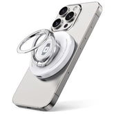 Double Phone Ring Magnetic Charging Holder | Wireless Charging Phone Ring Stand | 3-In-1 Charging Station For Apple Devices | Multi-Device Travel Charger For Iphone, Airpods & Apple Watch (White)