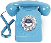 Retro Style Landline Phone, Push Button Rotary Look, Large Button Vintage Corded Phone, Power Outage Safe, Redial Button, Old Classic Retro Phone (Retro Blue)