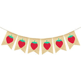 Burlap Strawberry Banner Garland, Strawberry Themed Baby Shower Birthday Party Decorations Supplies, Berry Sweet Home Office Classroom Hanging Sign Photo Booth Props