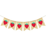 Burlap Strawberry Banner Garland, Strawberry Themed Baby Shower Birthday Party Decorations Supplies, Berry Sweet Home Office Classroom Hanging Sign Photo Booth Props