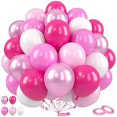Pink Balloons, 12 Inch Hot Pink Balloons, Pastel Metallic Pink White Latex Balloon Helium For Girls Birthday Baby Shower Wedding Gender Reveal Bridal Shower Princess Party Decoration