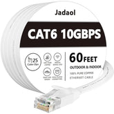Cat 6 Ethernet Cable 60 Ft, Outdoor&Indoor, 10Gbps Support Cat7 Network, Slim