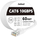 Cat 6 Ethernet Cable 60 Ft, Outdoor&Indoor, 10Gbps Support Cat7 Network, Slim
