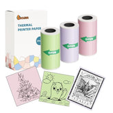 53Mm X 3.5M Pink/Green/Purple Adhesive Thermal Sticker Paper 3 Rolls, Mini Thermal Printer Paper, Compatible With Lx-D2, For Notes, List, Stickers, Printing Black & White Photos