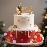 40 Pcs Foam Ball Cake Toppers Red, Gold & White Decor for Birthdays & Holidays