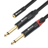 3.5Mm To Dual 1/4 Y Splitter Cable, 1/8" Female Trs To Dual 6.35Mm Ts Male Adapter, Female Mini Jack Stereo To 2 Quarter Inch Mono Converter 1 Feet