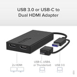 Usb 3.0 Or Usb C To Hdmi Adapter For Dual Monitors, Universal Video Graphics A