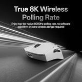 Rapoo VT7 Wireless Gaming Mouse, True 8K Wireless Polling Rate, 53g Lightweight, Up to 500 Hr Battery, Nordic nRF54L15 MCU, 100-Million Mechanical Switch, 10 Programmable Buttons, White