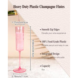 24 Pack Pink Plastic Champagne Flutes - Pink 6 Oz Disposable Champagne Glasses - Square Plastic Toasting Glasses For Party Birthday Anniversary Wedding