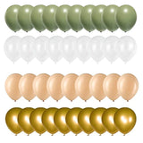 Sage Green & Gold Balloon Set: 50 Pcs Latex Party Decorations