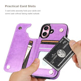 Compatible With Iphone 16 Case Wallet With Card Holder, Embossed Mandala Pattern Flower Pu Leather Double Buttons Flip Shockproof Cover For Magnetic Car Mount 6.1 Inch (Purple)