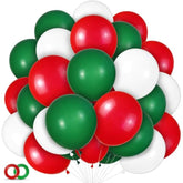 100 Pcs Christmas Red Green Balloons 12 Inch Red Green And White Latex Balloons With 65Ft Ribbon For Christmas Birthday Baby Shower Party Decorations