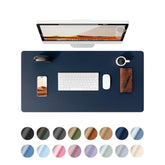 Leather Desk Protector, Office Mat, Large Mouse Mat, Non-Slip Pu Leather Blotter, Laptop Desk Mat, Waterproof Writing Pad For Office And Home (Dark Blue, 23.6" X 13.8")
