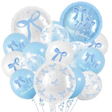43Pcs Blue Bow Balloons Party Decorations - Coquette Bow Birthday Decorations Blue And White Bow Themed Birthday Balloons For Girls Baby Shower,Bachelorette Party Supplies