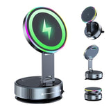 For Magsafe Car Mount Charger, 15W Wireless Charger Suction Cup Phone Mount With Breathing Rgb Light, 360 Adjustable Vacuum Magnetic Phone Holder For Iphone 17 Pro Max 17 Air 16 15 Plus