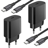 European Travel Plug Adapter, 2Pack 25W Type C Super Fast Charger Block Usb C International Power Adapter Us To Europe Eu For Iphone 16E/16/15 Pro Max/Plus, Ipad, Samsung, Android With 6Ft Usb C Cable