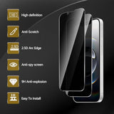 3 Pack Privacy Screen Protector For Iphone 16E 2025(6.1 Inch), Anti Spy Tempered Glass 9H Hardness, Black Protector Anti Spy, Bubble Free, Anti-Scratch