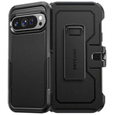 Pixel 9 Pro XL Dual Layer Case with Belt Clip, Heavy Duty Shockproof - Black