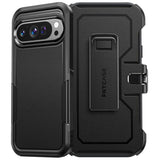 Pixel 9 Pro XL Dual Layer Case with Belt Clip, Heavy Duty Shockproof - Black