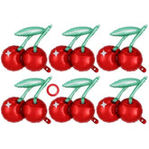 6 Pcs 20" Cherry Foil Balloons Red Fruit Mylar for Summer Parties & Showers