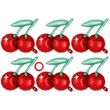 6 Pcs 20" Cherry Foil Balloons Red Fruit Mylar for Summer Parties & Showers